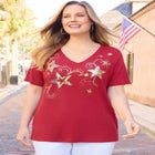 Slub Knit V-Neck Americana Tee image number null