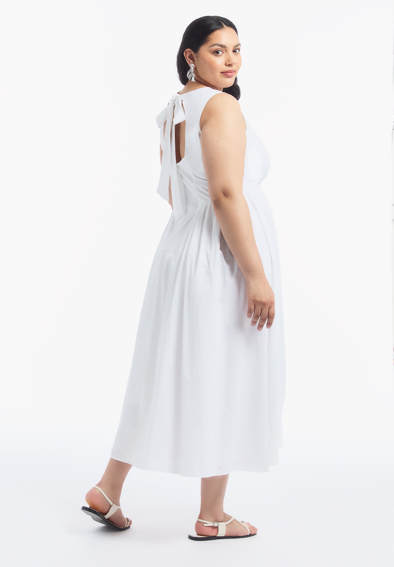Sleeveless Poplin Midi Dress image number 1