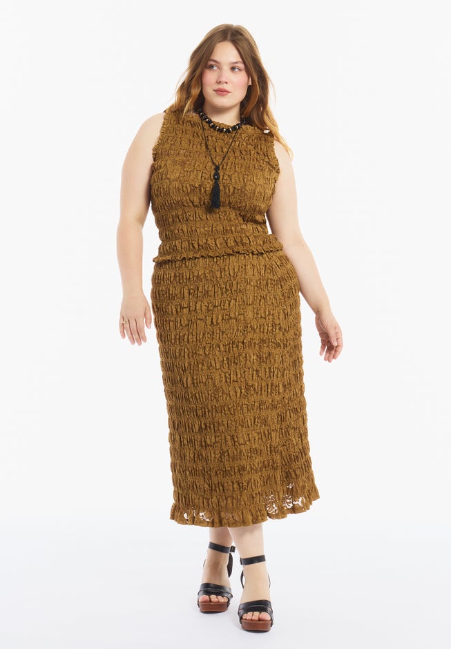 Sleeveless Smocked Lace Knit Top image number 3