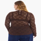 Floral Lace Mesh Funnel Neck Top image number null