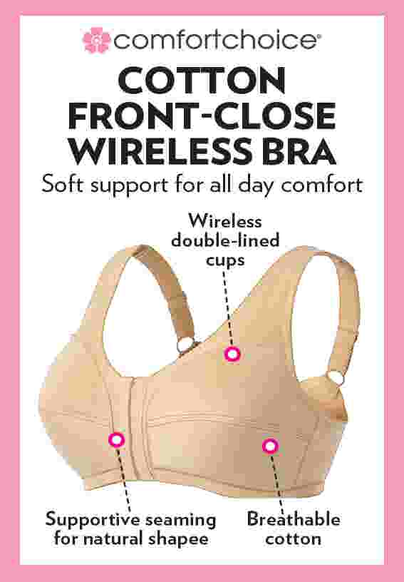 Cotton Front-Close Wireless Bra image number 6