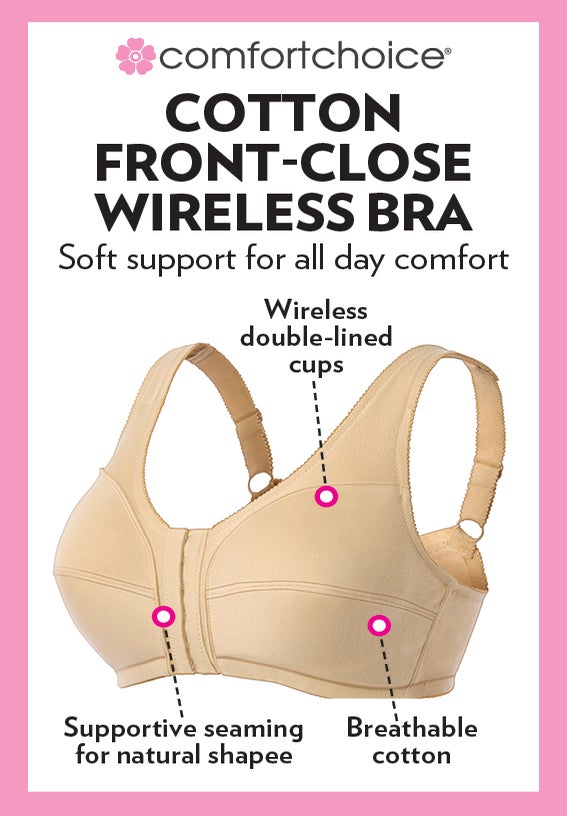 Cotton Front-Close Wireless Bra image number 6