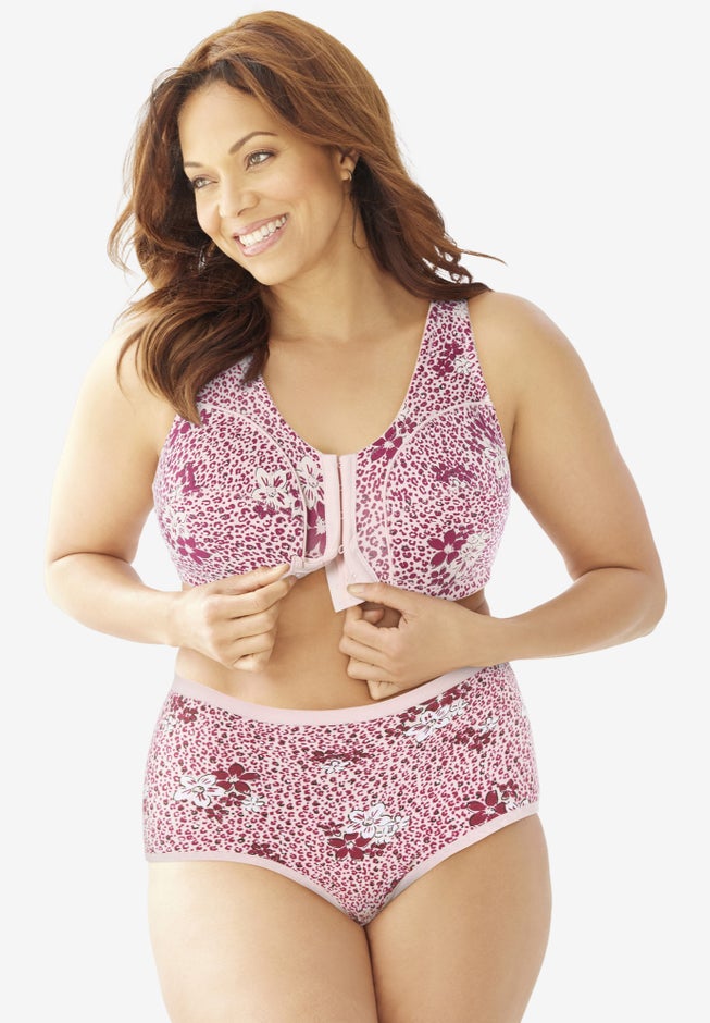 Cotton Front-Close Wireless Bra image number 4