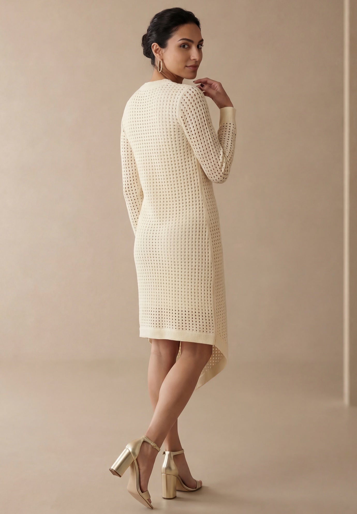 Crochet Asymmetrical Hem Midi Dress image number 1