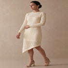 Crochet Asymmetrical Hem Midi Dress image number null