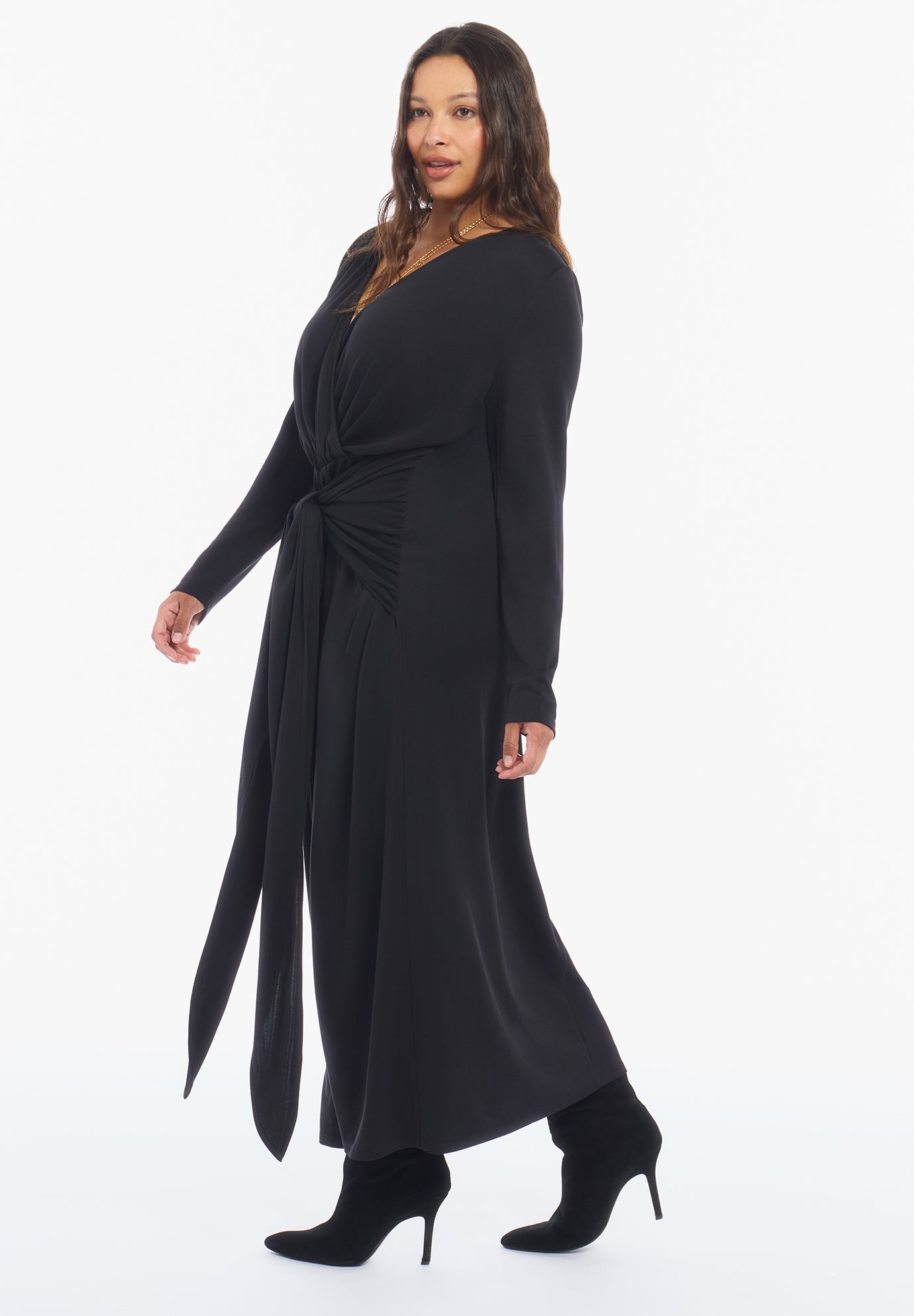 Tie-Waist Knit Maxi Dress image number 3