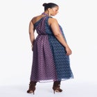 One-Shoulder Chiffon Maxi Dress With Neck Tie image number 1
