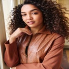 Perforated Faux Leather Zip-Front Jacket image number null