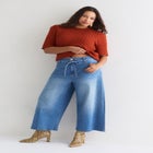 Wide-Leg Denim Culotte image number null