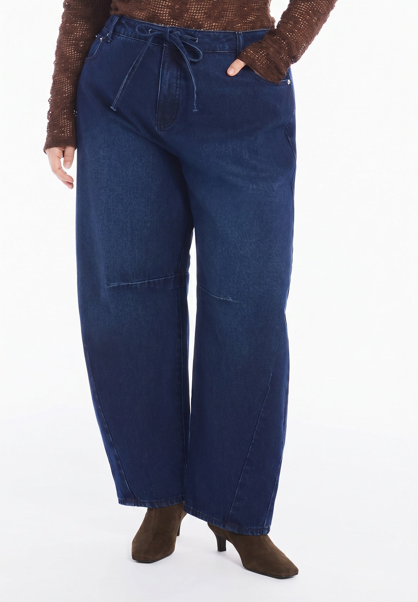 Dramatic Drawstring Barrel Jean image number 1