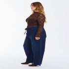 Dramatic Drawstring Barrel Jean image number null