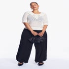 Lace-Trim Pointelle Sweater Top image number 0