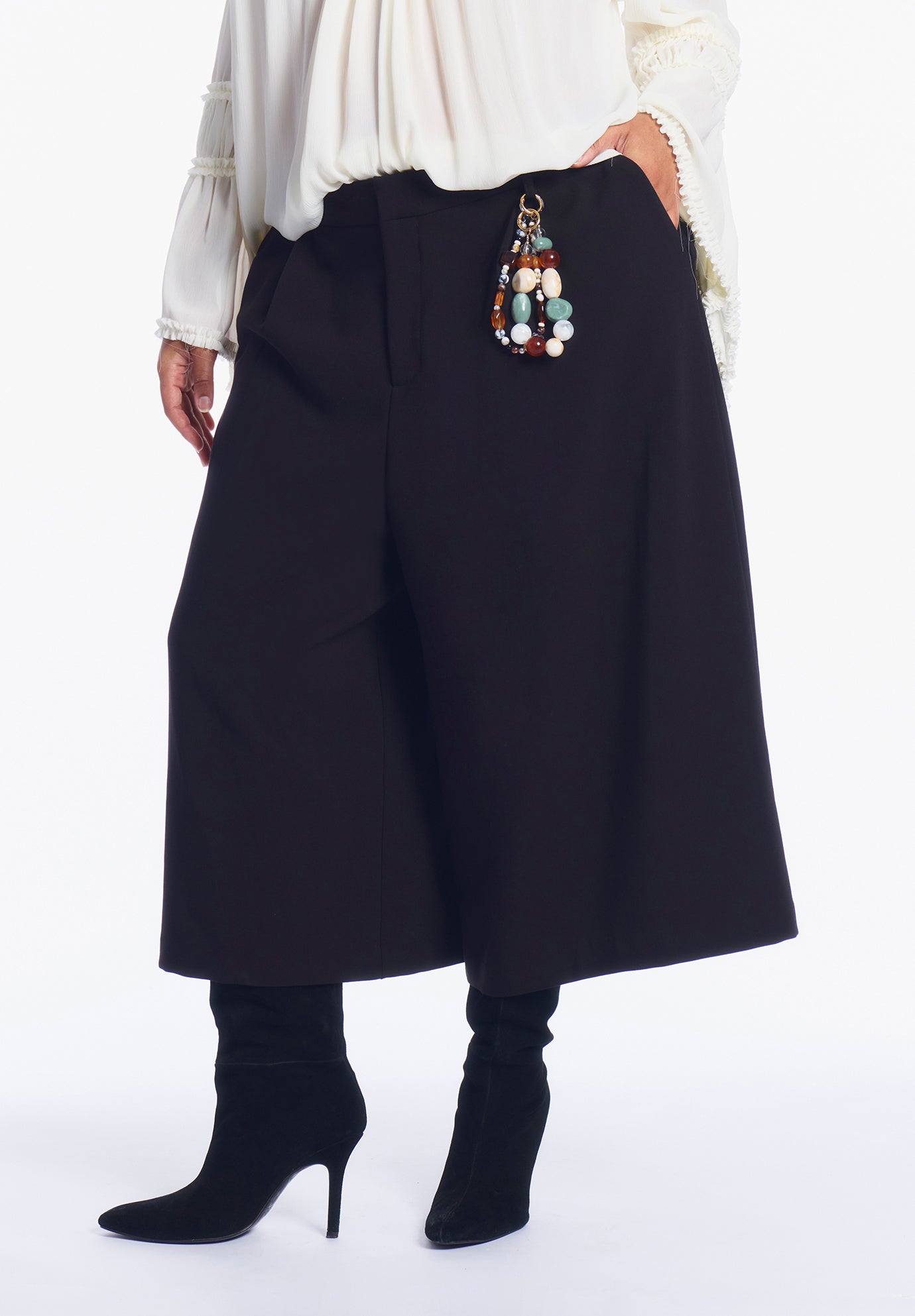 Pleated Wide-Leg Culottes image number 0