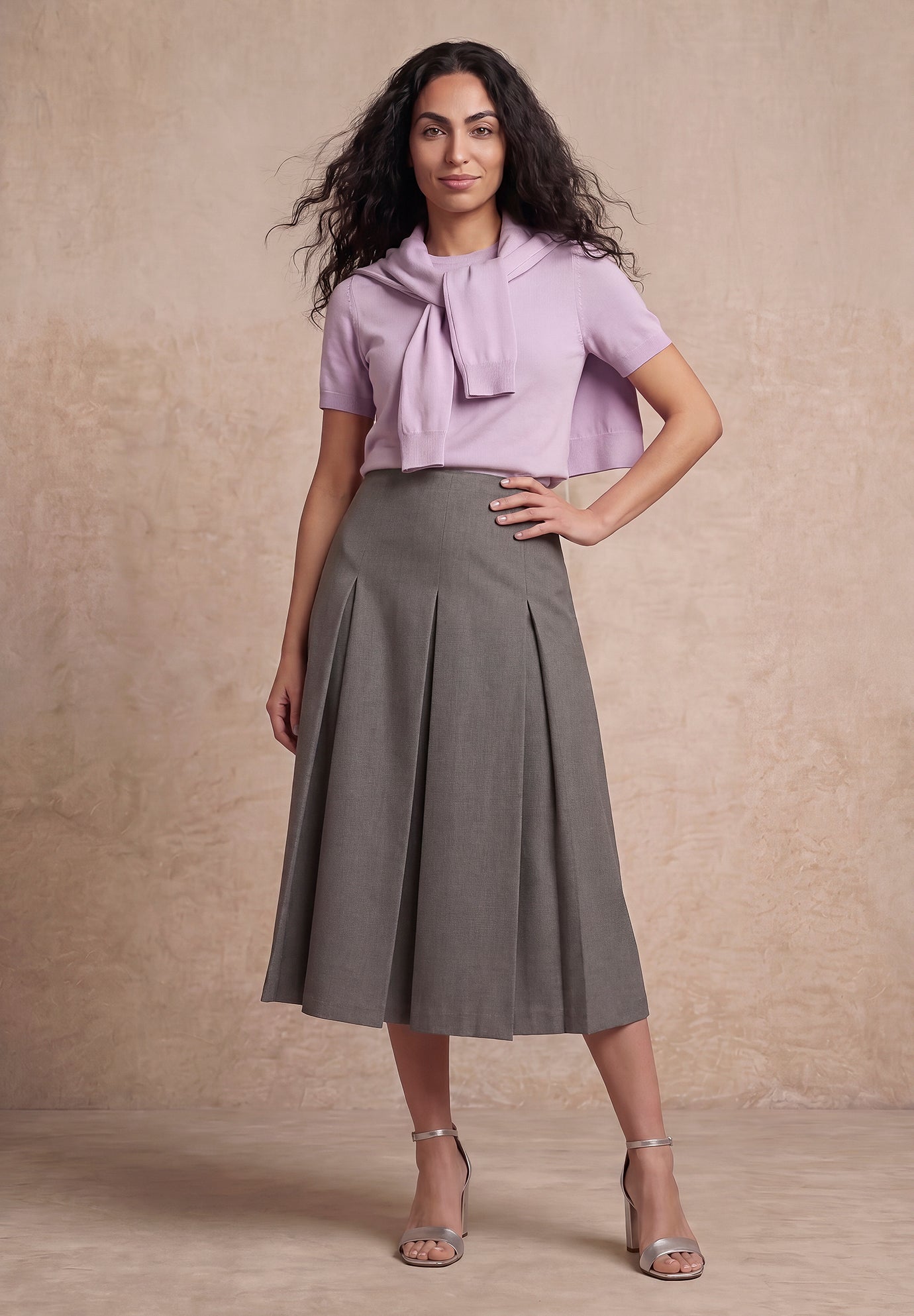 Pleated A-Line Skirt image number 3