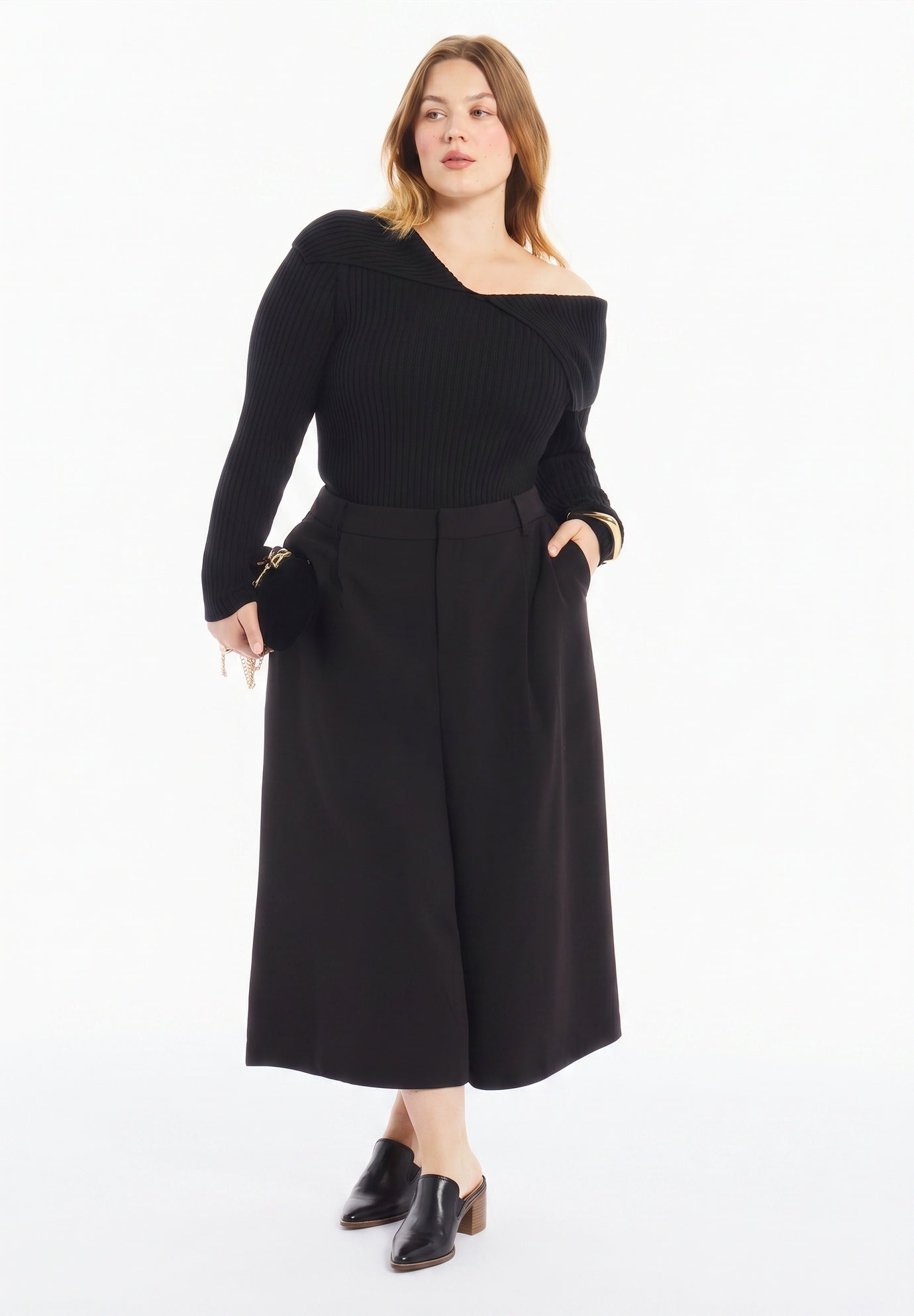 Asymmetric Collar Sweater Top image number 0