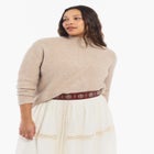 Cable-Knit Mock Neck Sweater image number null