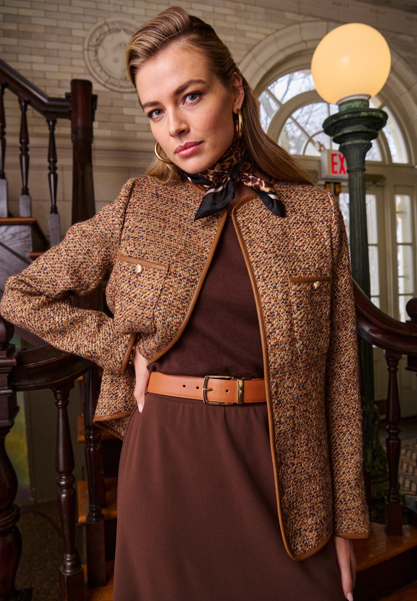 Tweed Jacket with Leather-Trim image number 0