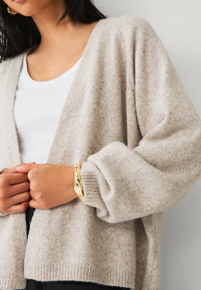 Open-front Boxy Long Sleeve Cardigan image number 2