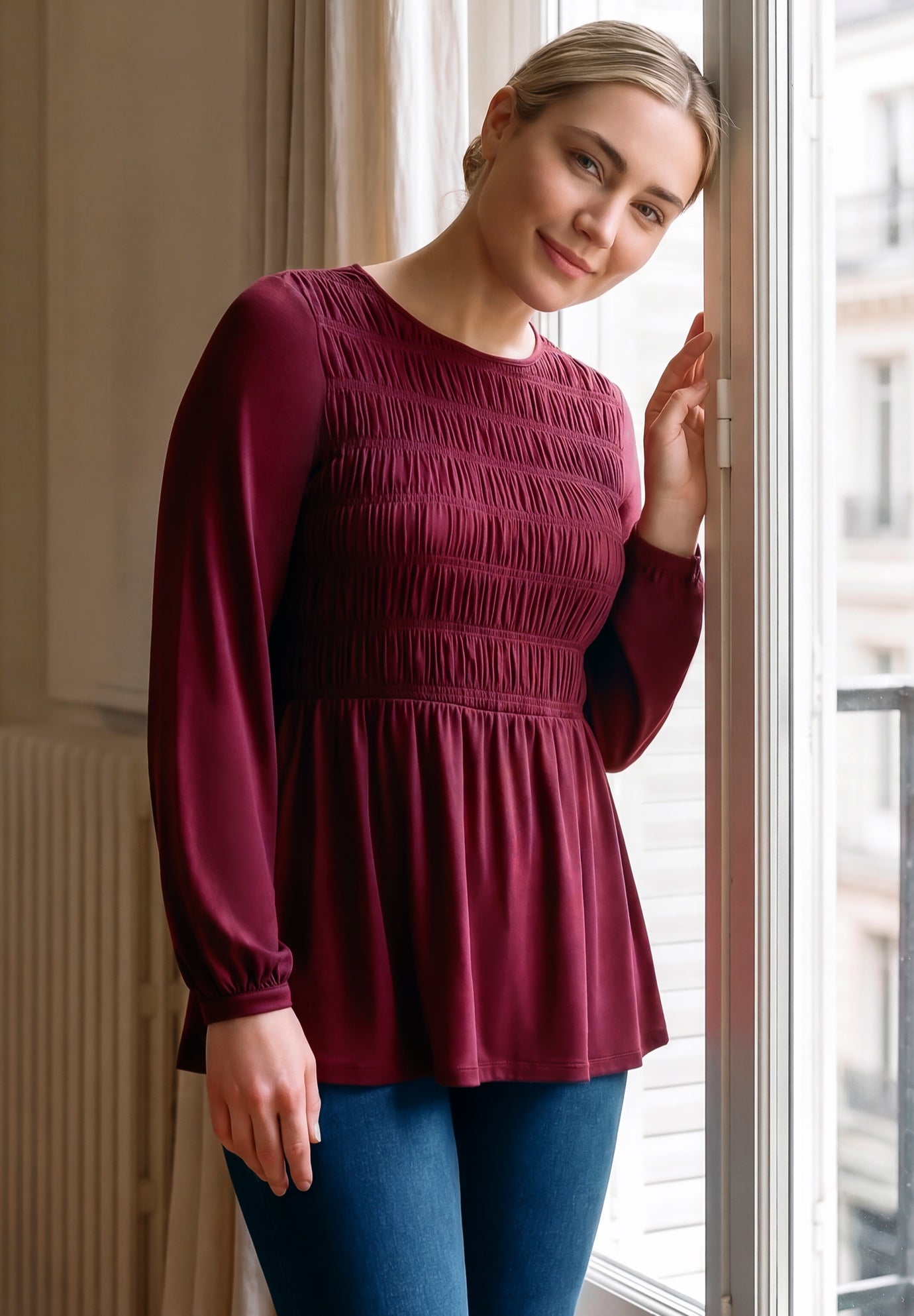Sela Smocked Long Sleeve Top image number 0