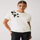 Crew Neck Short Sleeve Tee With Applique image number null