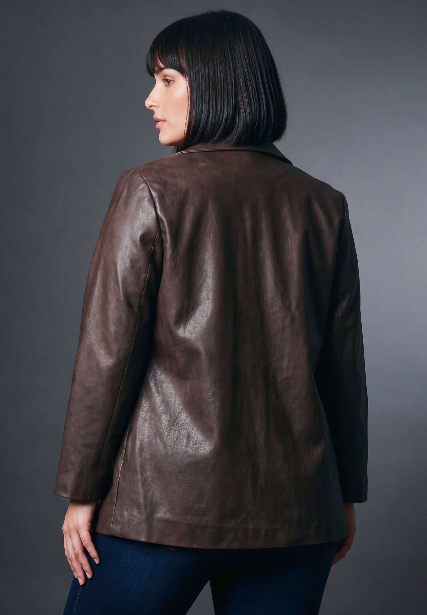 Faux Leather Blazer image number 1