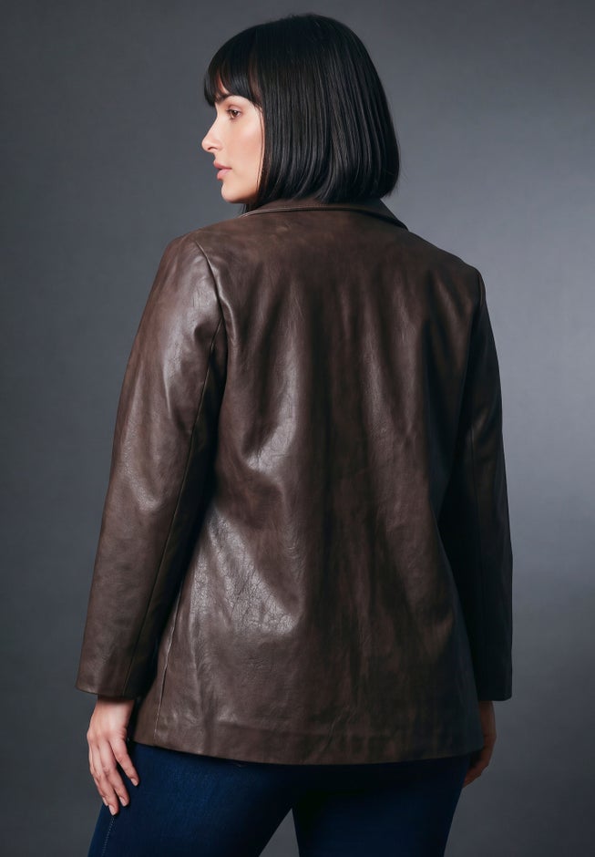 Faux Leather Blazer image number 1
