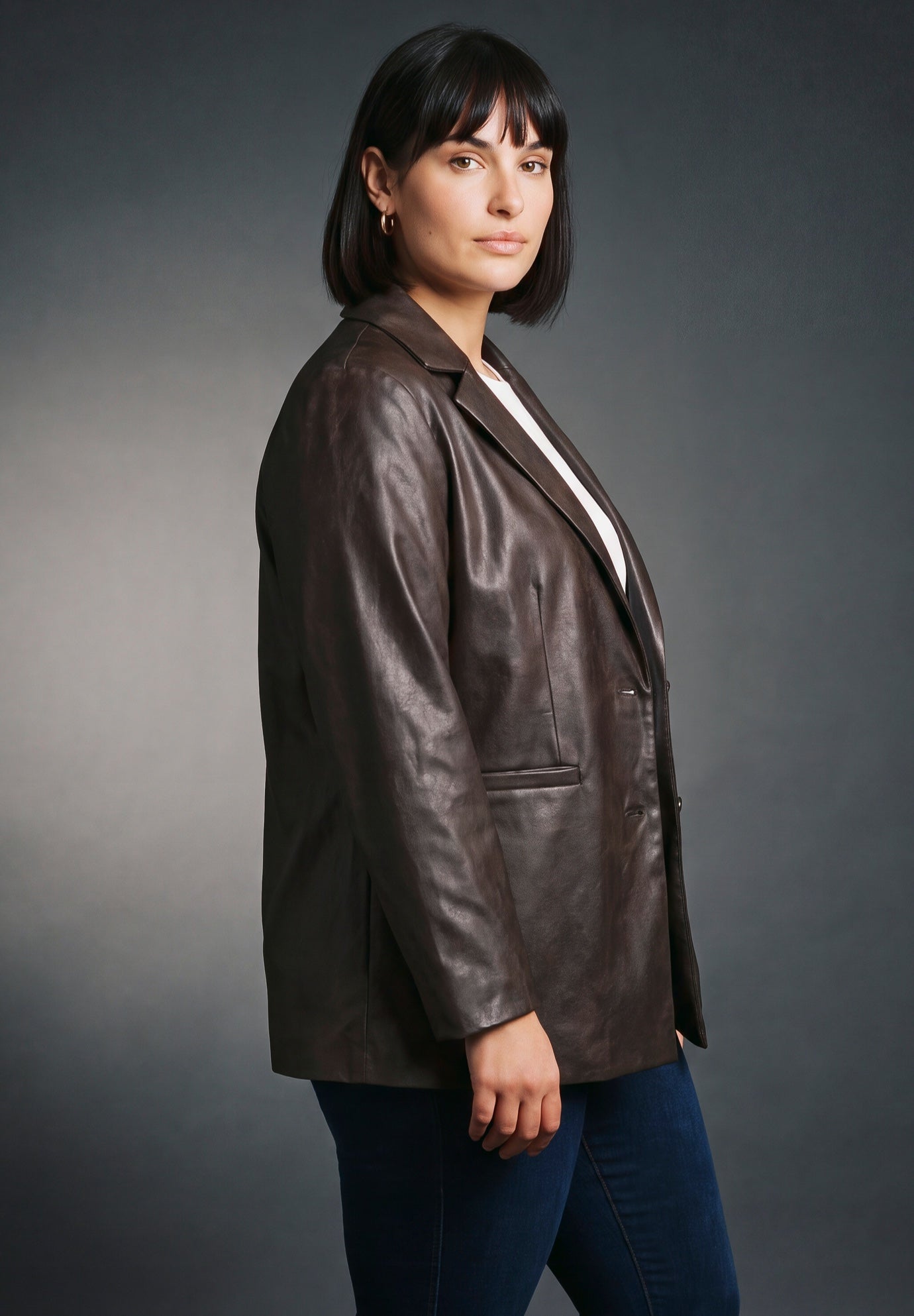 Faux Leather Blazer image number 2