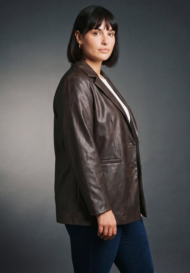Faux Leather Blazer image number 2