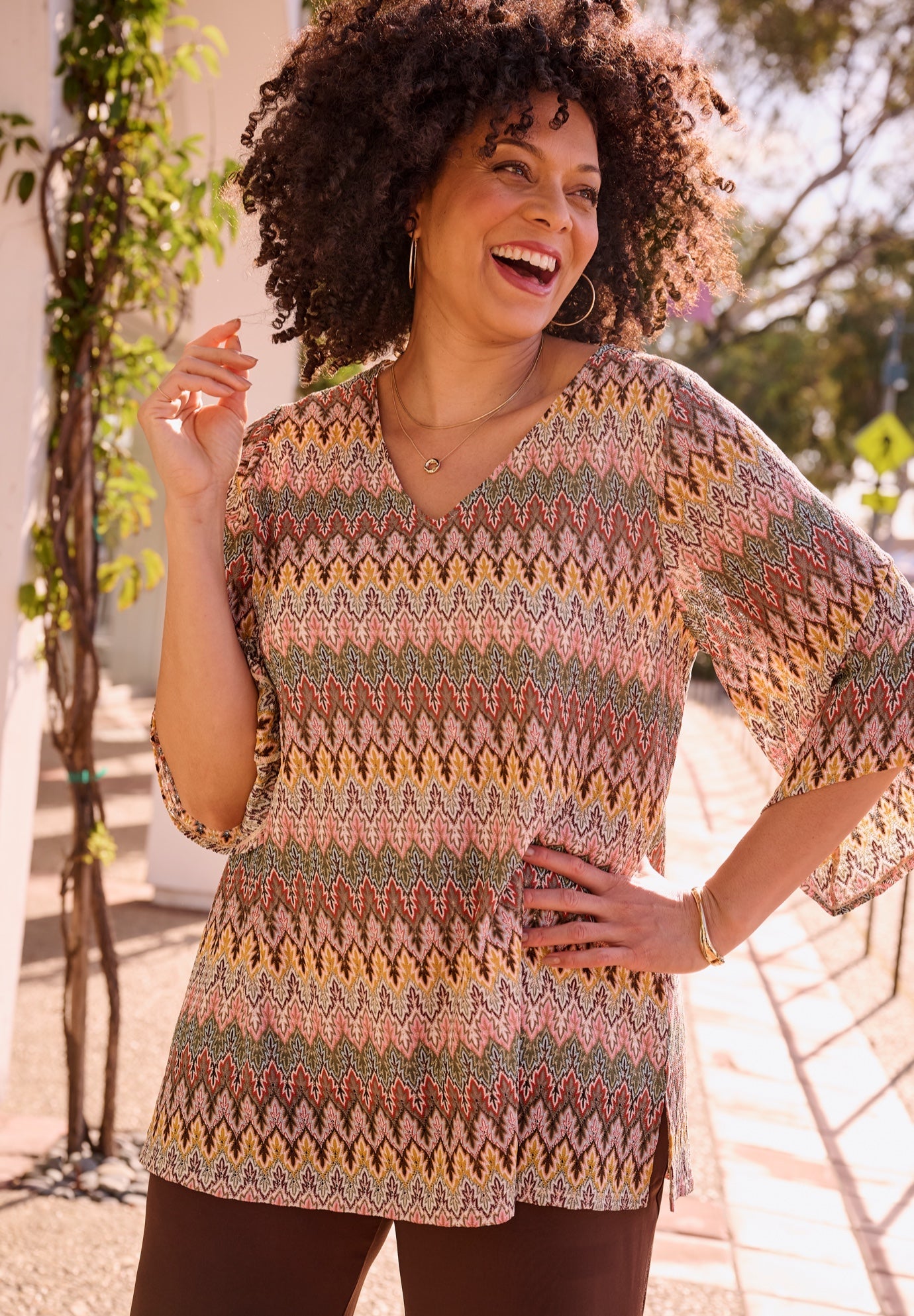 Margaret Jacquard Angel Sleeve Top image number 0
