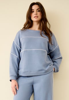Ellos Studio Piped Boxy Fleece Sweatshirt