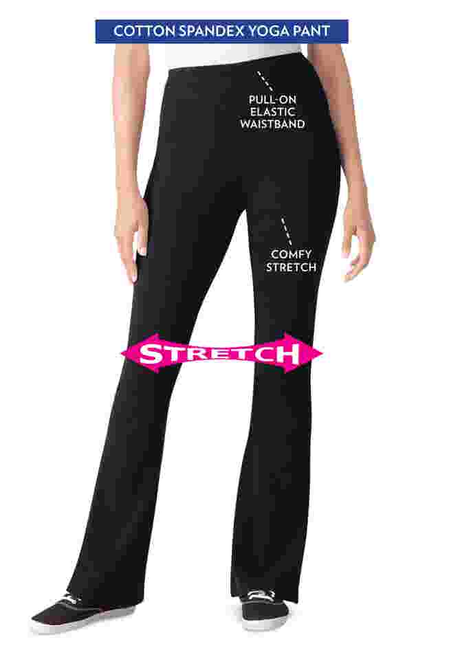 Womens Plus-Size Stretch-Cotton Knit Pull-On Bootcut Leggings image number 0