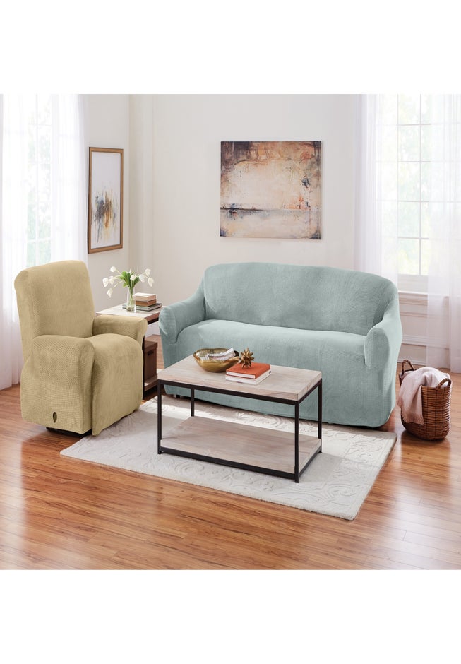 Stretch Velvet Slipover Sofa image number 1