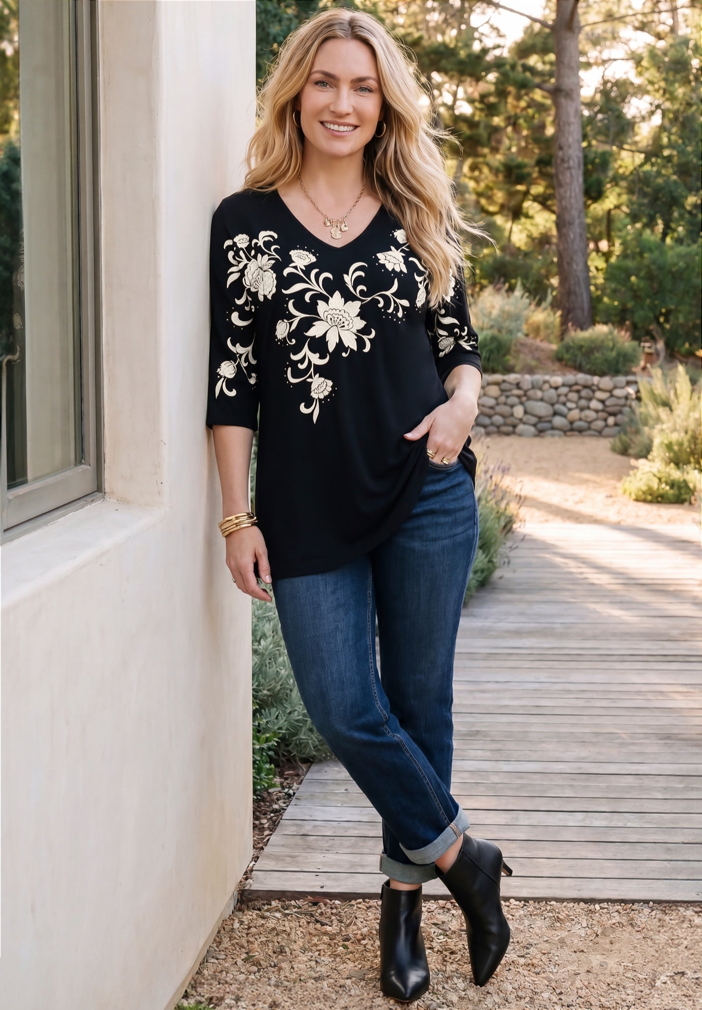 Sylvia 3/4 Length Sleeve Dolman Top image number 1