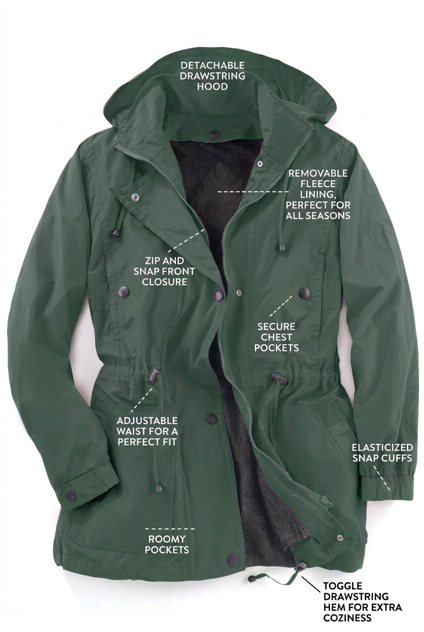 Taslon&reg; Anorak Jacket with Removable Fleece Lining image number 1