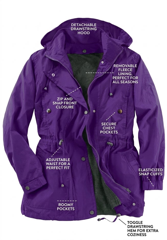 Taslon&reg; Anorak Jacket with Removable Fleece Lining image number 1