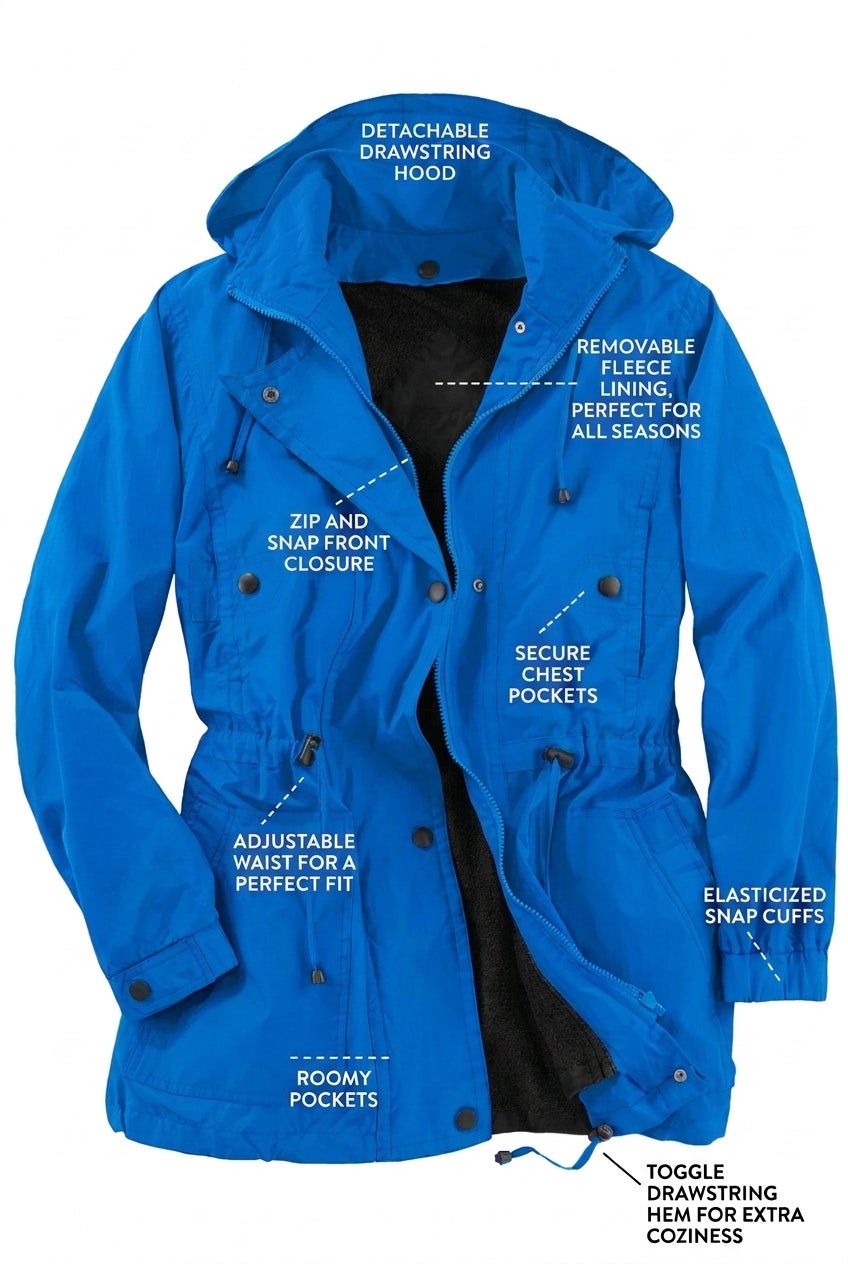 Taslon&reg; Anorak Jacket with Removable Fleece Lining image number 1