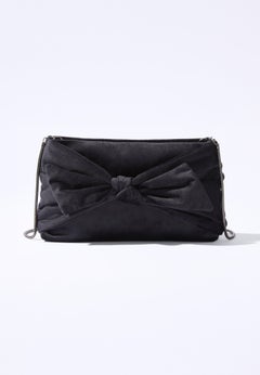 Faux Velvet Bow Clutch Handbag