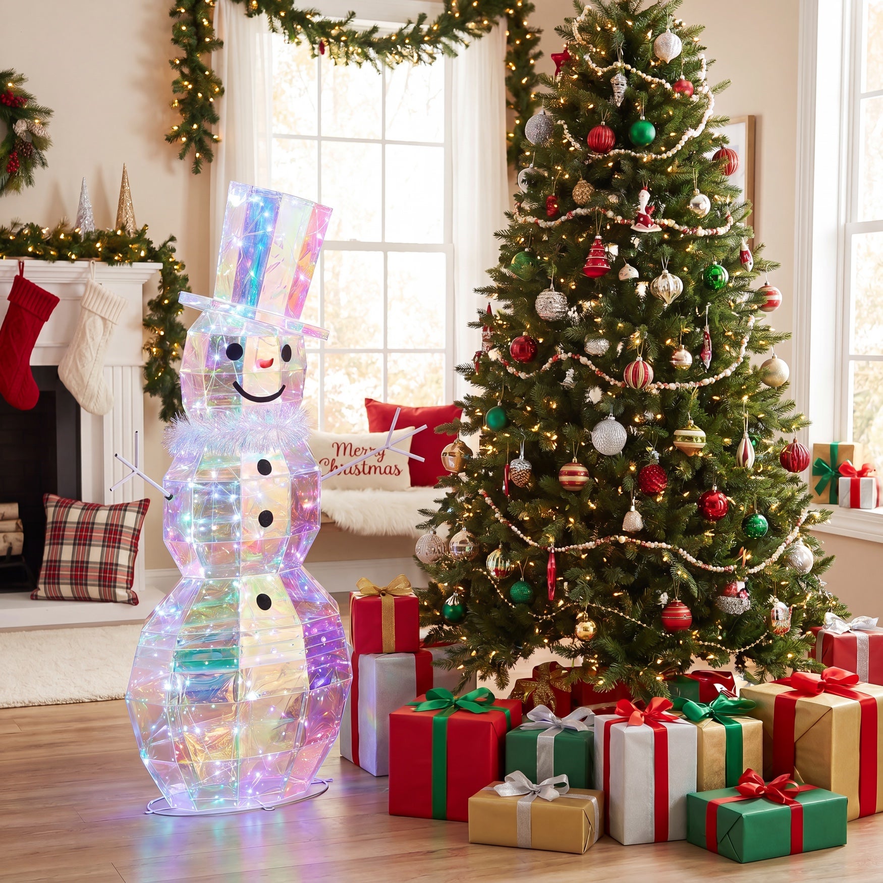 4 Ft. Pre-lit Prismatic Snowman image number 3