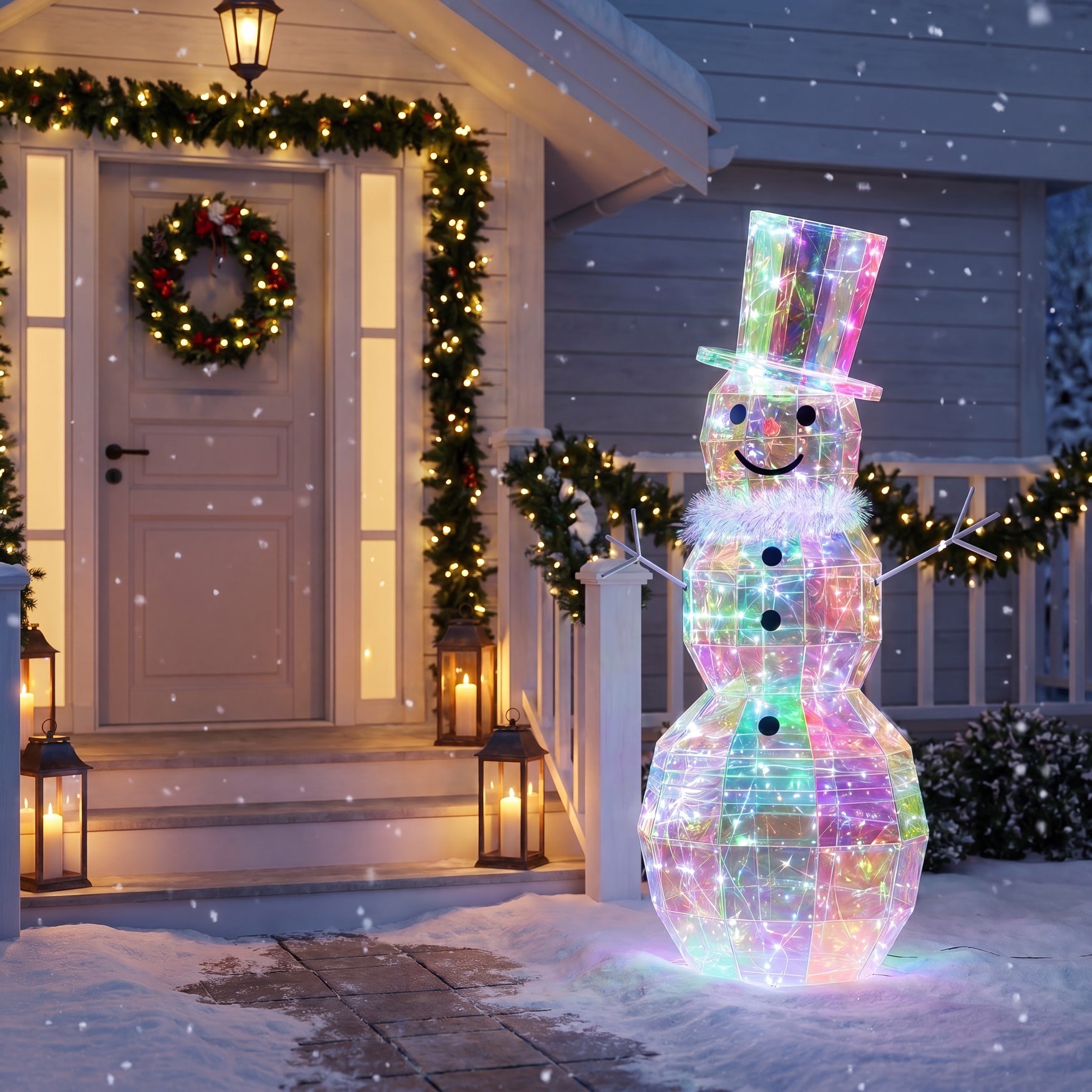 4 Ft. Pre-lit Prismatic Snowman image number 5