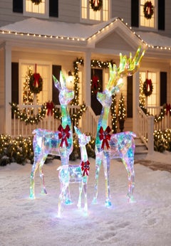 Pre-lit Prismatic Reindeer Family, Set of 3