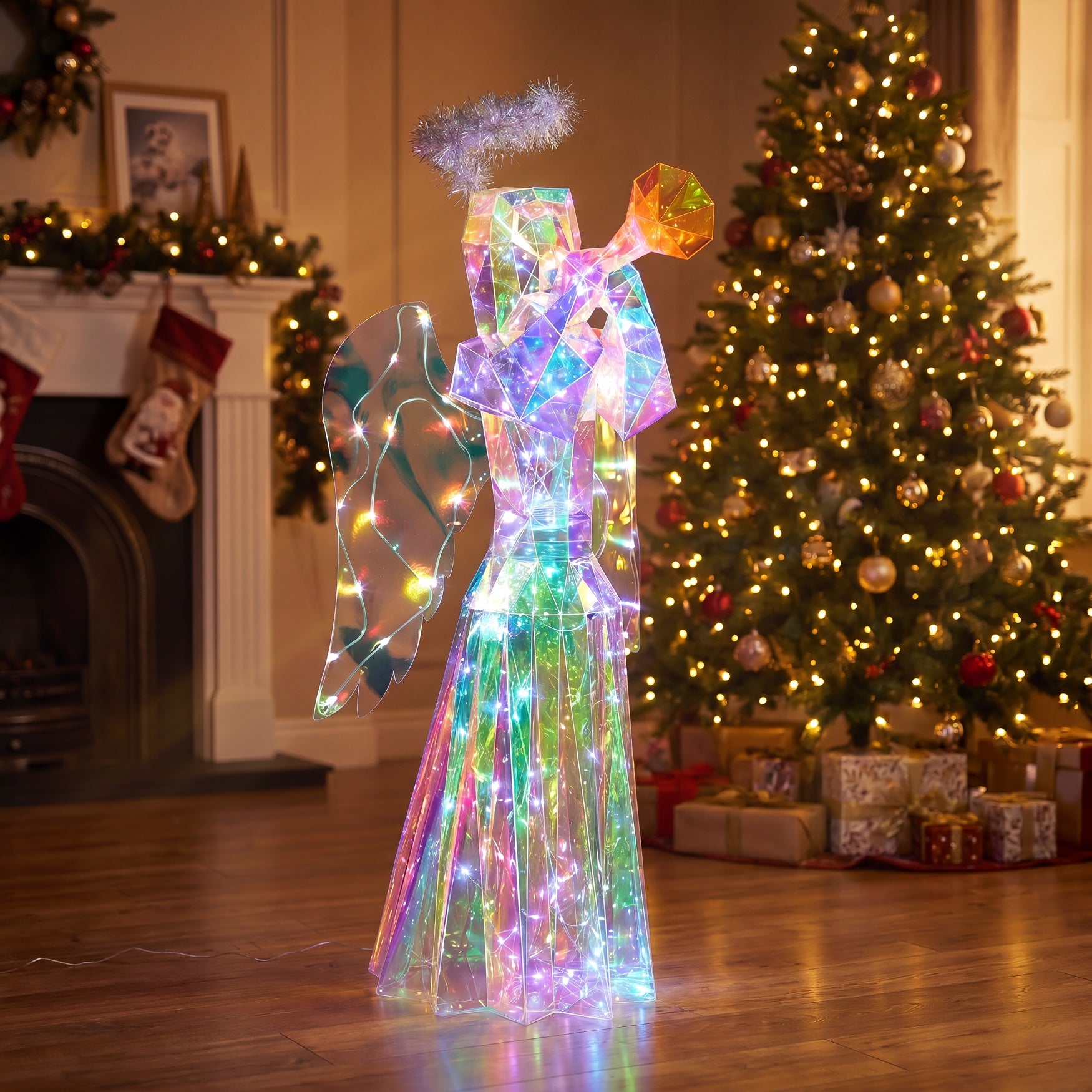 39"H Pre-lit Prismatic Angel image number 3