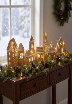 Pre-lit Folding Gingerbread House, Set of 2