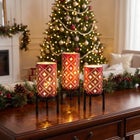 Pre-lit Glass Candle Holders, Set of 3 image number 1