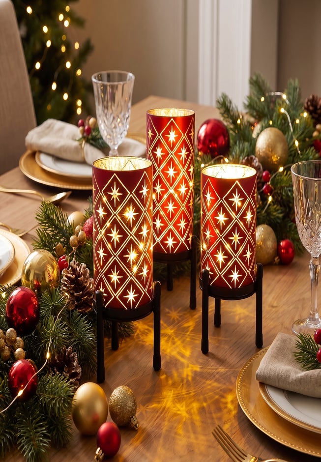 Pre-lit Glass Candle Holders, Set of 3 image number 2