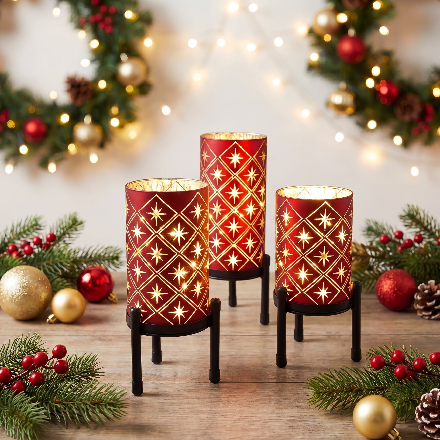 Pre-lit Glass Candle Holders, Set of 3 image number 3