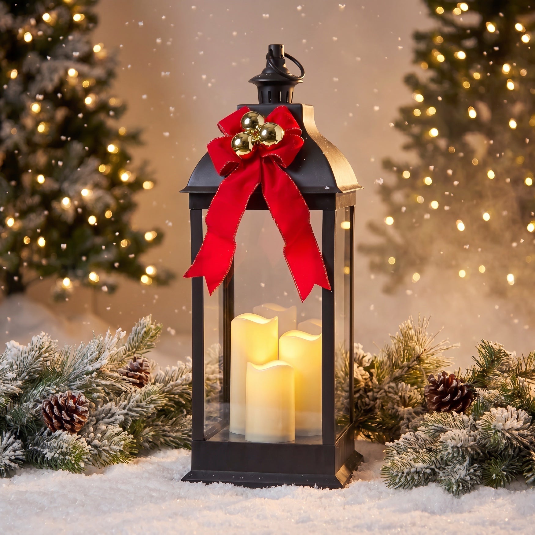 24"H Pre-lit Candle lantern image number 2