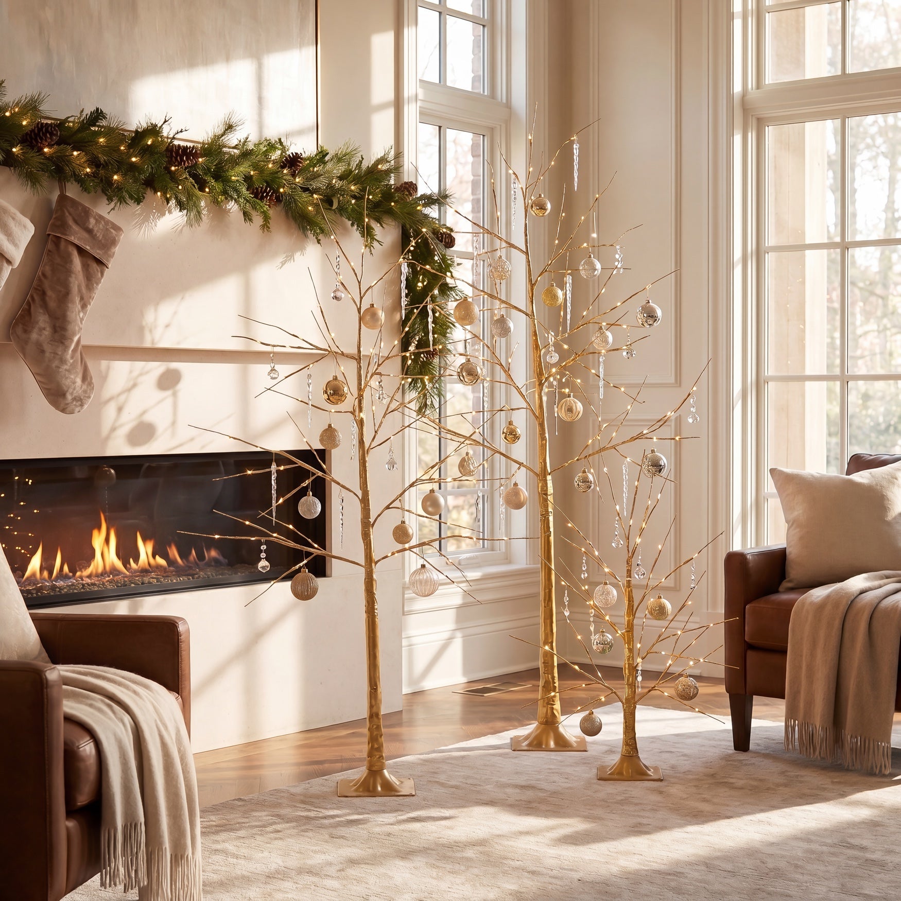 LED Gold Trees, Set of 3 image number 1