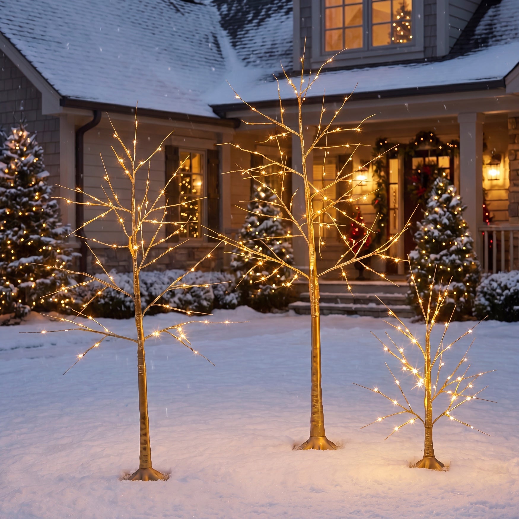 LED Gold Trees, Set of 3 image number 0