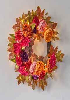 24" Pre-Lit Peony Delight Wreath