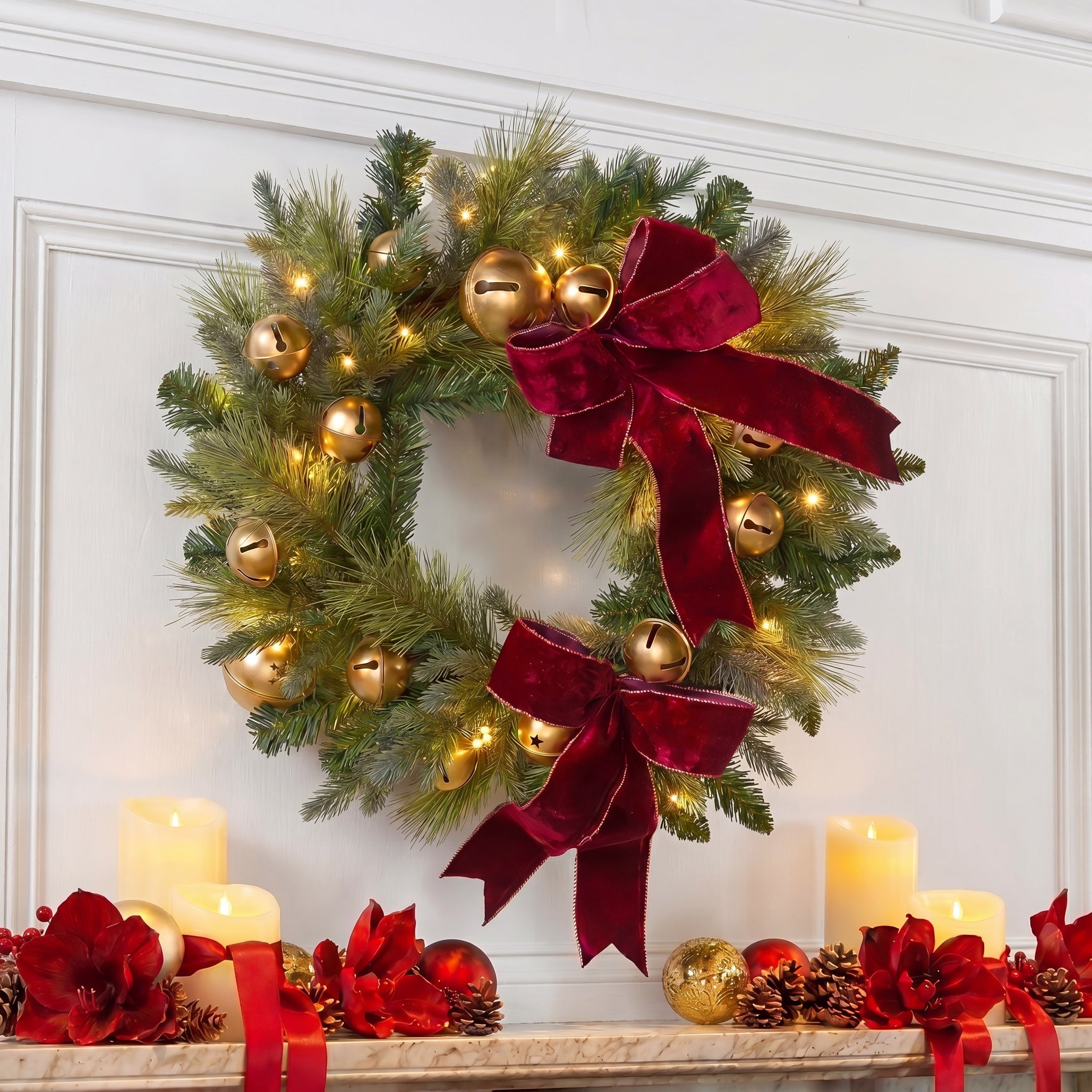 24" Pre-lit Jingle All the Way Wreath image number 1